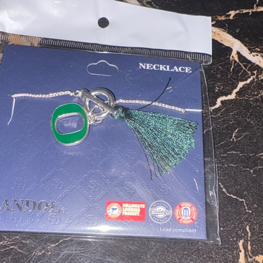 Oregon Silver and Green Tassel Necklace